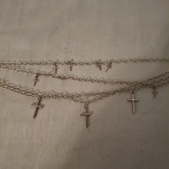 Finola Women's Multistrand 925 Sterling Silver Cross Pendant Necklace - Picture 4 of 5